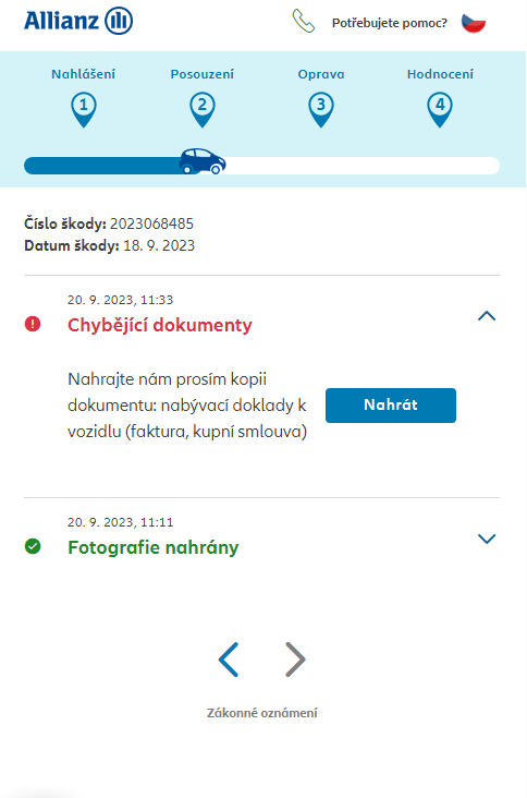 Doložení dokumentů