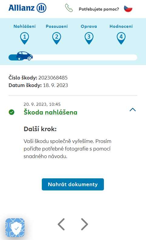 Škoda nahlášena