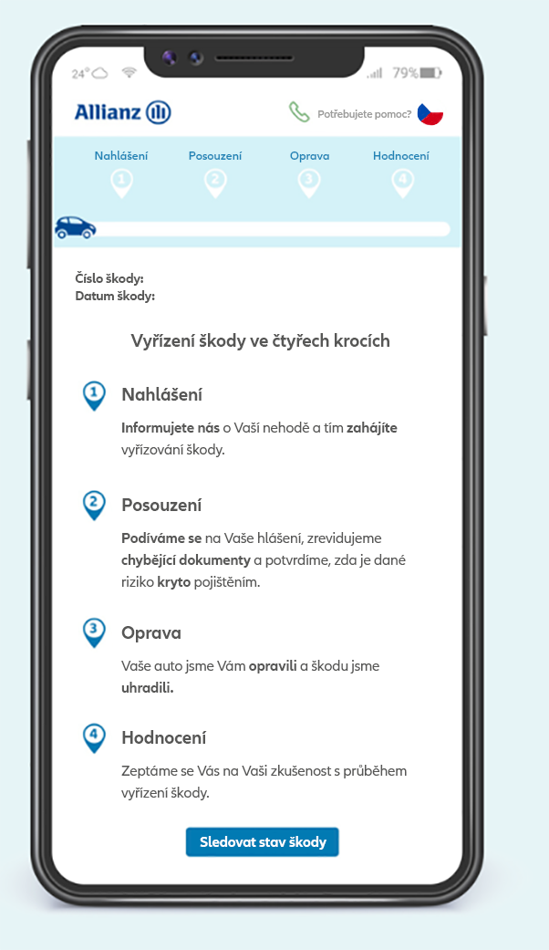 Náhled kroků v mobilu